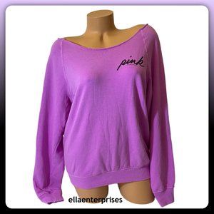 VS Pink S 2012 Purple Black Slouchy Crew Sweater